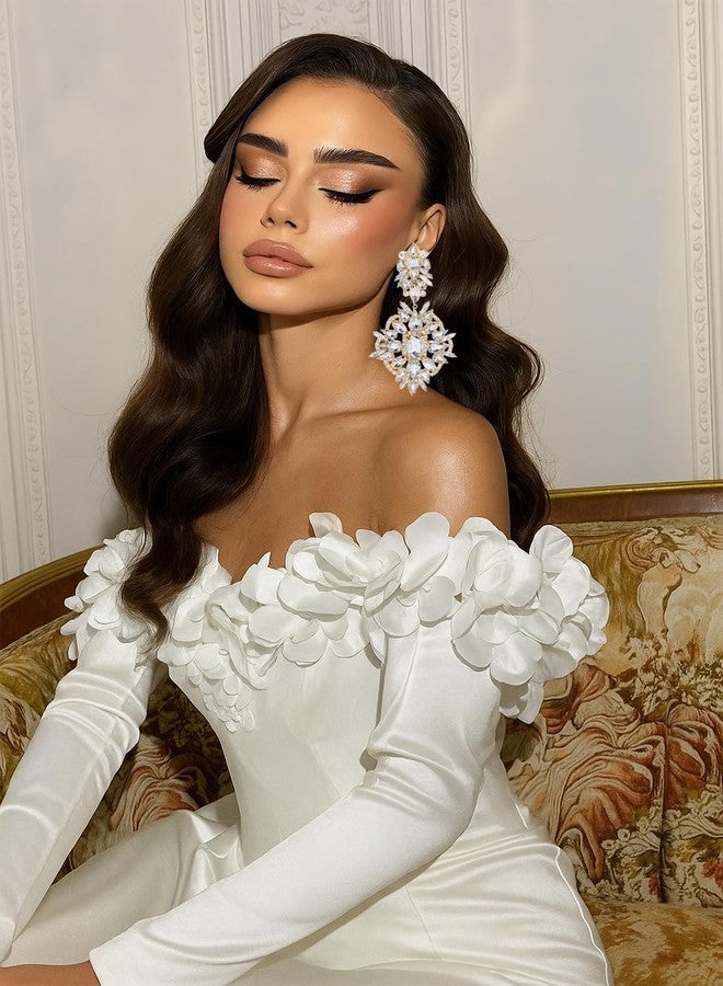 XSBODY Gold Clip On Earrings Dangling For Women Large Rhinestone Statement Chandelier Earrings Non Pierced For Women Prom Earring Trendy Jewelry Accessories - Image 2